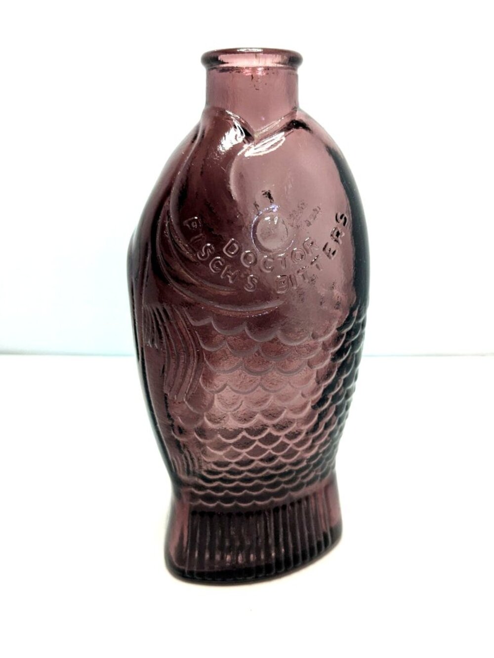 Vtg Wheaton Glass Purple Fish Bottle Dr. Fischs Bitters Millville NJ Collectible